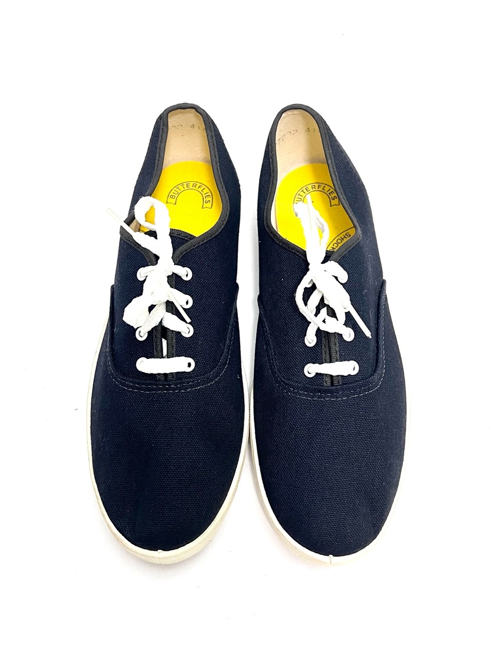 Vintage 1990s deadstock black canvas lace up flat sole sneakers